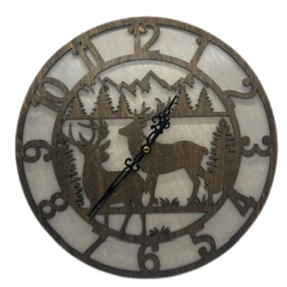 Wren's Creative Customs Other - Custom BUCK DEERS Hunting Wall Clock Laser Cut Layered Wood Decor Gift
